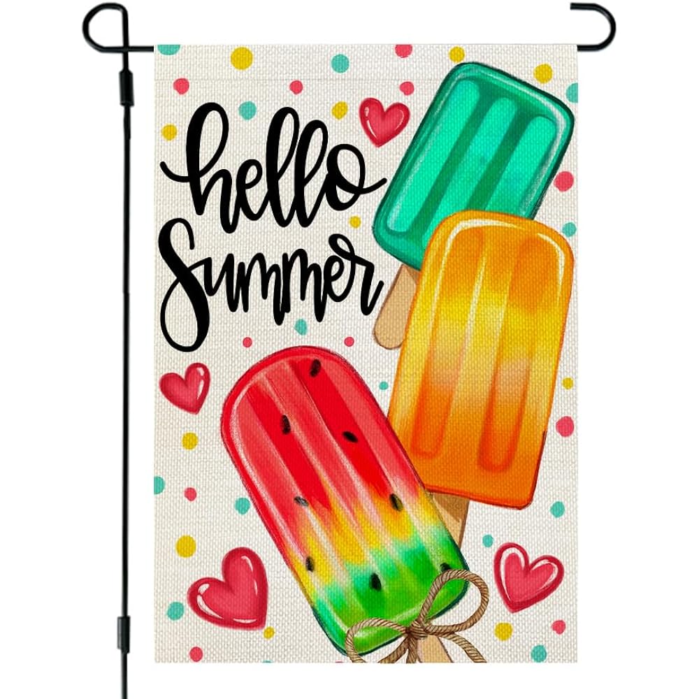 Summer Garden Flag Popsicles Double Sided 12X18 Inches Small Burlap Seasonal Welcome Yard Decoration For Outside Porch Cf1813-12