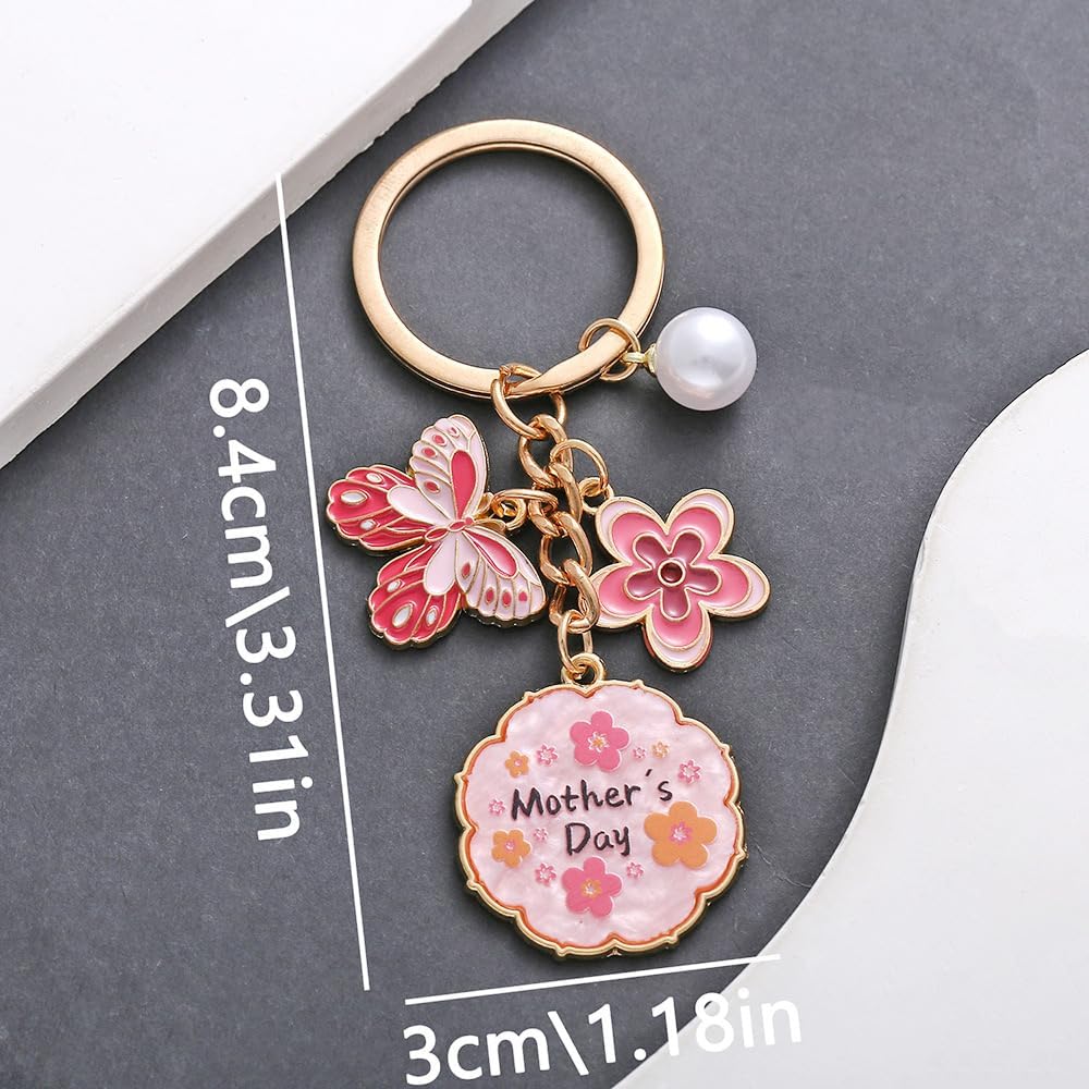 Small Cute Presents Mom Keychain Little keyring Pink Charm for Women, Mothers Day Birthday Gifts from Daughter Son