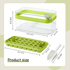 Ice Cube Tray With Lid And Bin, 2 Pack Ice Cube Trays For Freezer, 64 Pcs Ice Cube Mold, Press Button Easy Release Ice Tray, Small Ice Cubes Maker For Drinks(Green)
