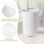 Bathroom Small Trash Can With Trash Bag Plastic Garbage Can Round Waste Basket For Bathrooms, Laundry Room, Kitchens, Offices, Kids Rooms, Dorms, 1.8 Gallons, 3 Pack (White)
