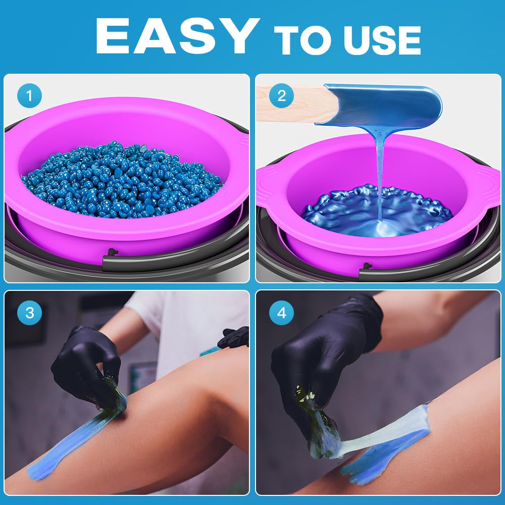 Bestidy Hard Wax Beads for Hair Removal, Waxing Beads for Coarse Hair, 500g Refill Wax Beads for Wax Warmer, Home Waxing for All Body and Brazilian Bikini Areas, Women Men (17.64 Ounce, Sea Blue)