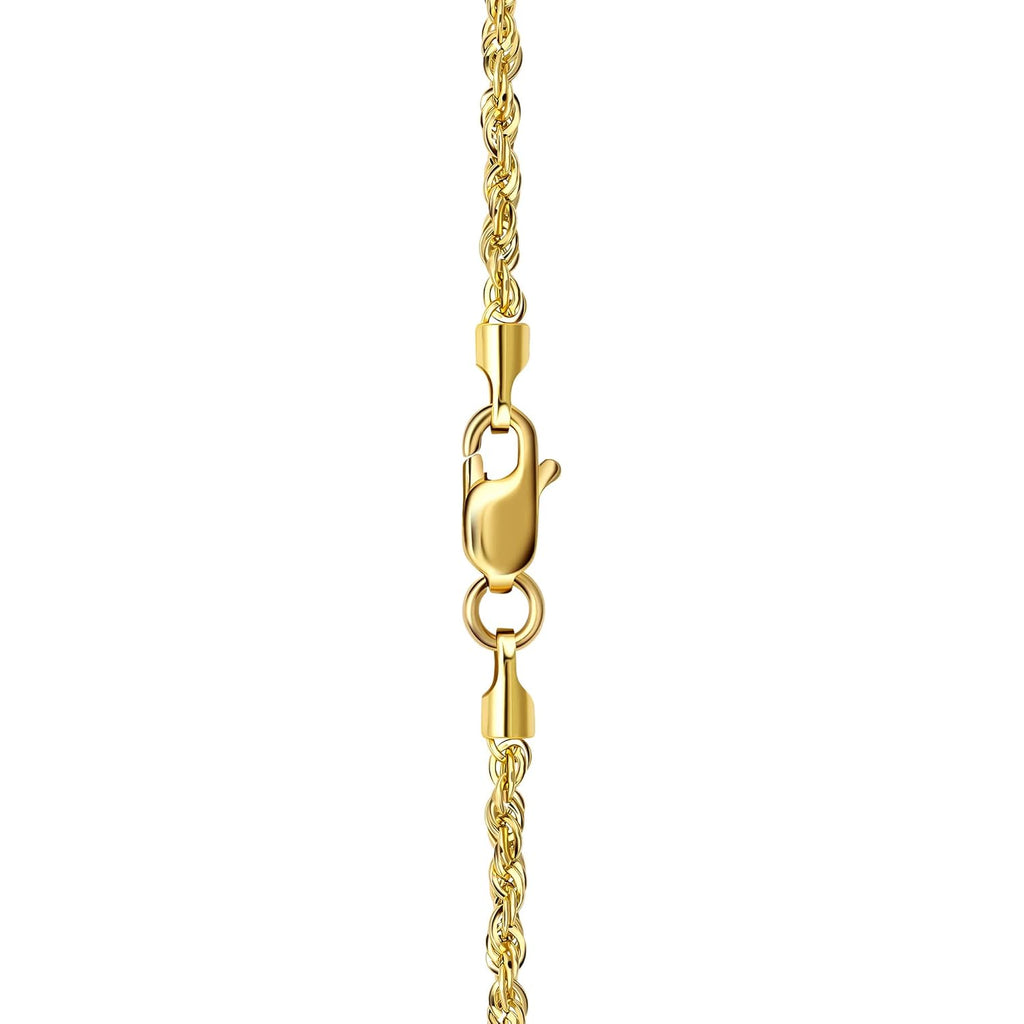 PORI JEWELERS 10K Yellow Gold 1.5MM,2MM,2.5MM,3MM,3.5,4MM,5MM,7MM, Diamond Cut Rope Chain Necklace Unisex Sizes 16"-30"