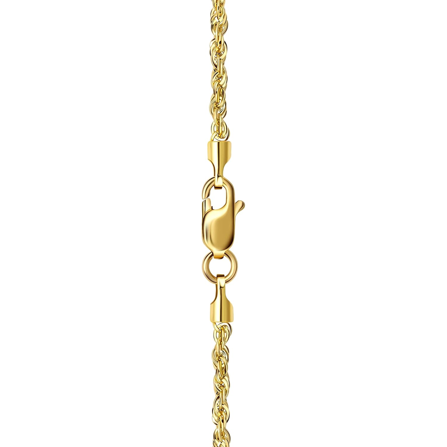 PORI JEWELERS 10K Yellow Gold 1.5MM,2MM,2.5MM,3MM,3.5,4MM,5MM,7MM, Diamond Cut Rope Chain Necklace Unisex Sizes 16"-30"