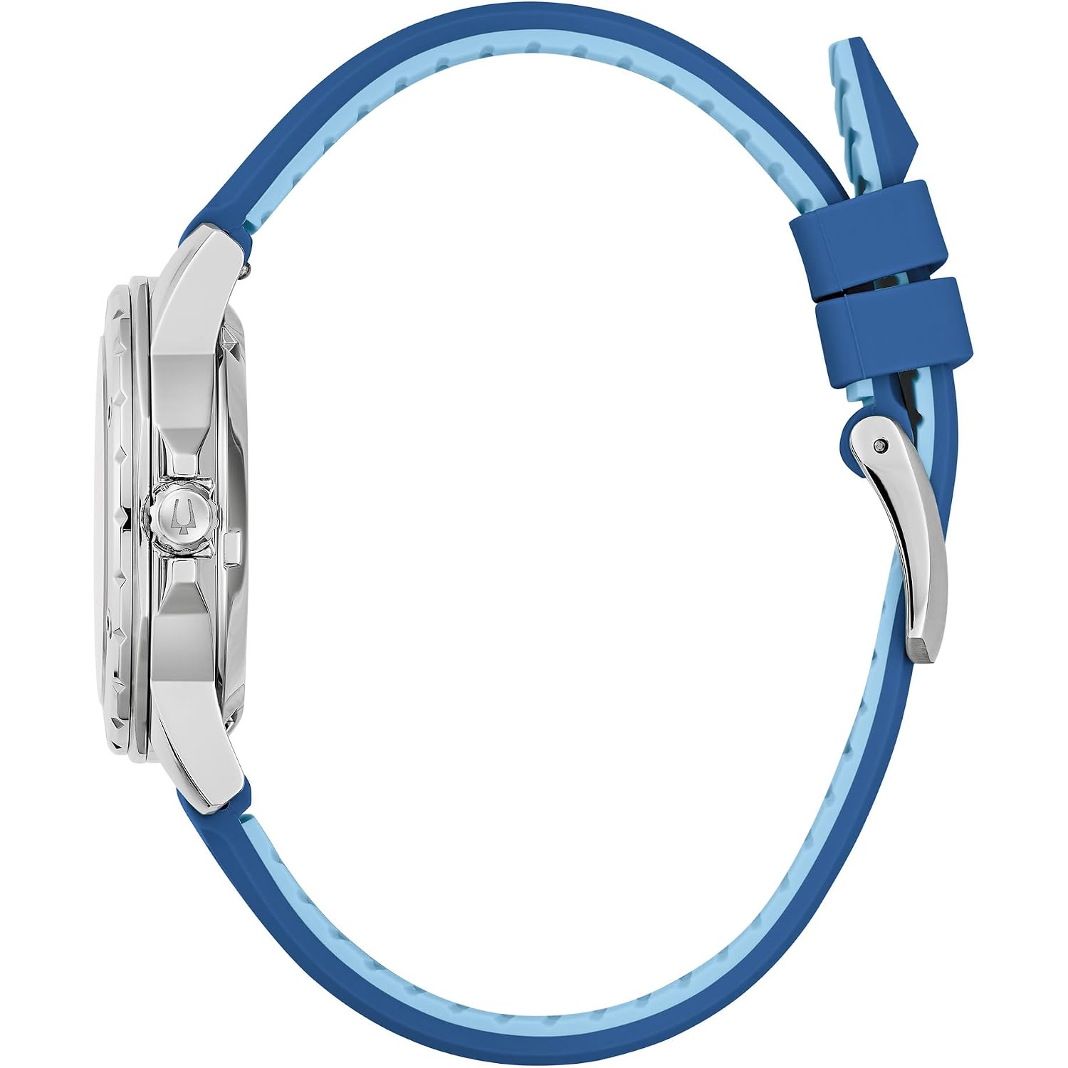 Bulova Ladies' Marine Star Automatic Stainless Steel Case And Blue Silicone Strap, Mother Of Pear Dial Style:96L324