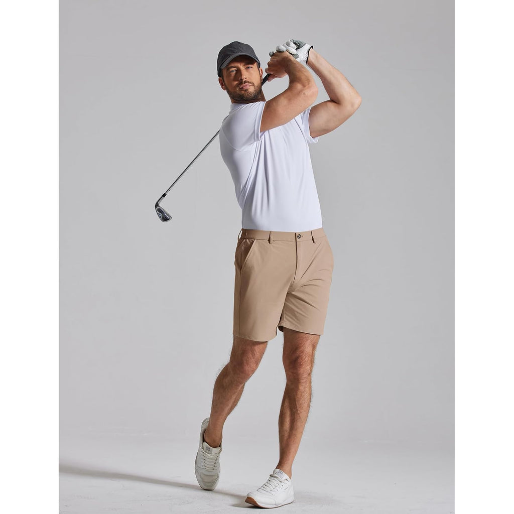 Coofandy Men'S Casual Shorts 7" Stretch Golf Shorts With 4 Pockets Quick Dry Lightweight Shorts Dress For Hiking Work
