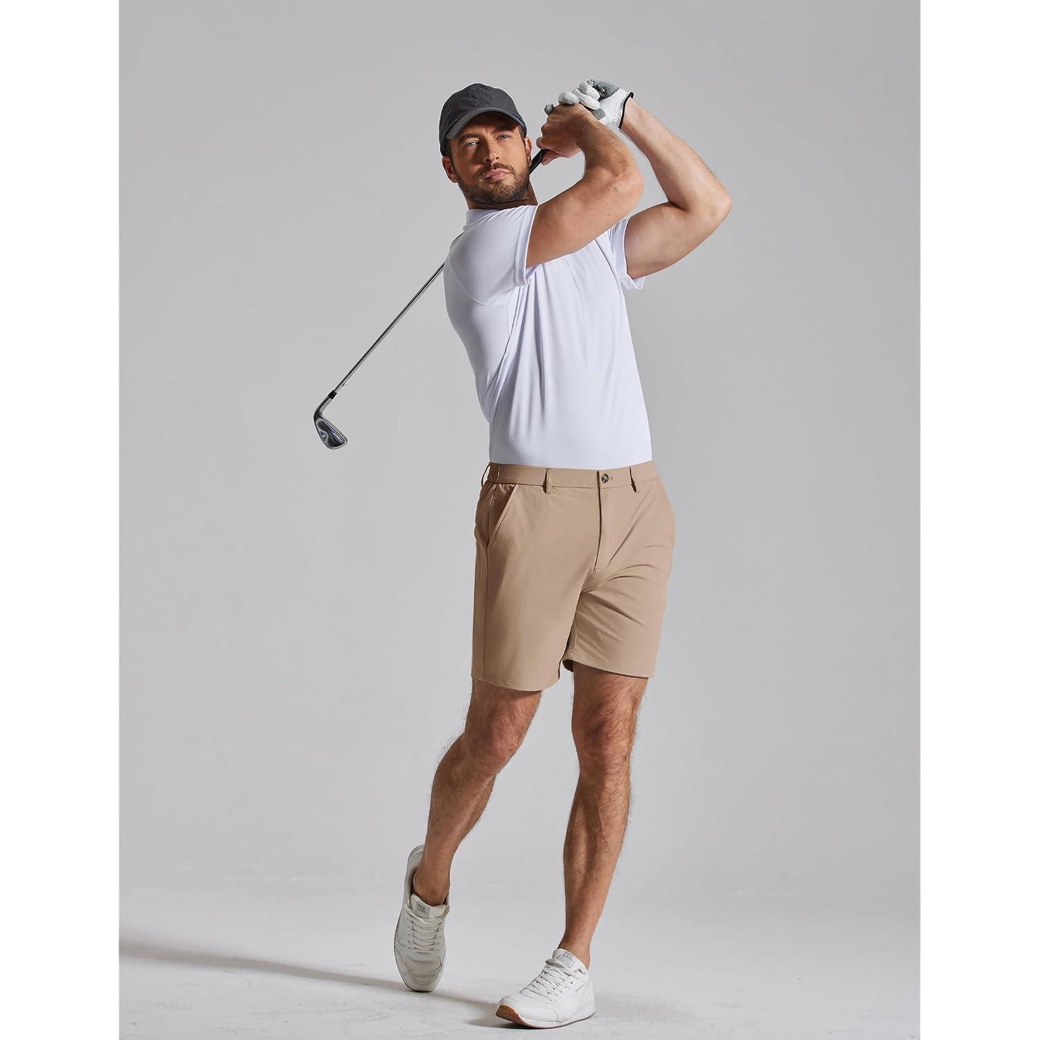 Coofandy Men'S Casual Shorts 7" Stretch Golf Shorts With 4 Pockets Quick Dry Lightweight Shorts Dress For Hiking Work
