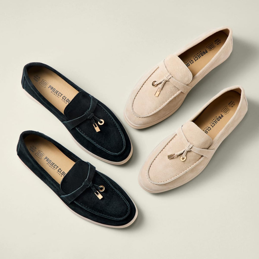 Project Cloud 100% Genuine Leather Womens Shoes - Lightweight Moccasins Loafers For Women With Memory Foam And Leather Insole - Non-Slip Casual Womens Slip On Shoes For Women (Iris)