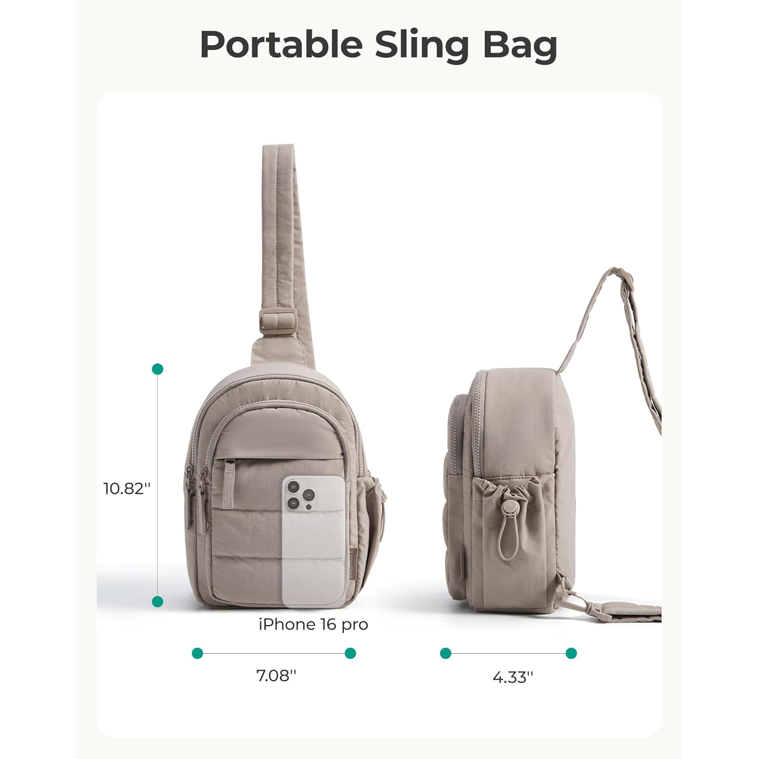 BAGSMART Small Sling Bag for Women, Puffer Crossbody Bag Purses Hobo Handbag Fanny Packs for Travel Hiking