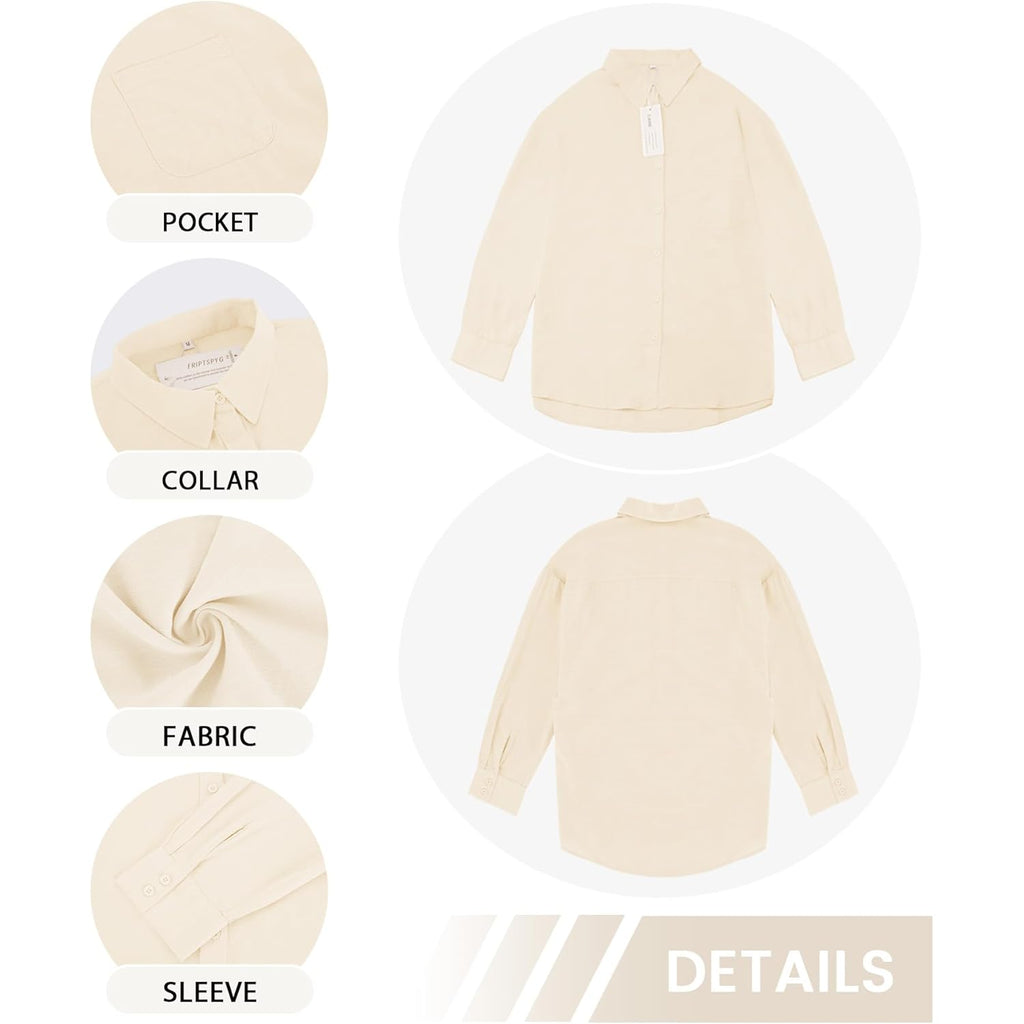 Womens Summer Linen Shirts Casual Button Down 2026 Long Sleeve Cotton Top Blouse Shirt with Pocket