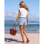 Womens Graphic Tees Summer Tops for Women Letter Print T Shirts Crewneck Short Sleeve Tropical Vacation Outfits Boho