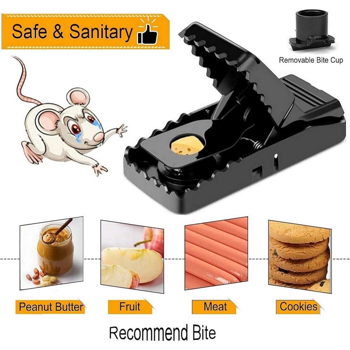 Feeke Mouse Traps, Mice Traps For House, Small Mice Trap Indoor Quick Effective Sanitary Safe Mousetrap Catcher For Family And Pet - 6 Pack, (M01-6Pack)
