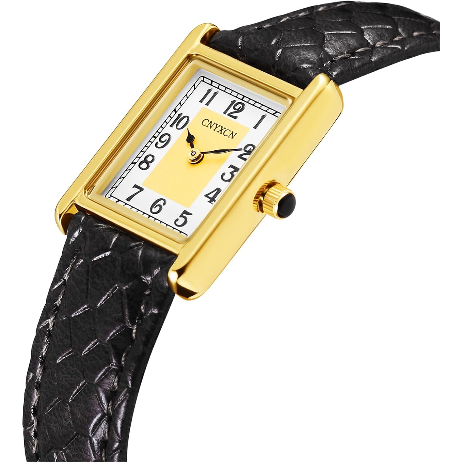 CNYXCN Women's Leather Strap Watch Vintage Gold Watches for Women Easy-Read Numeric Dial,Water-Resistant