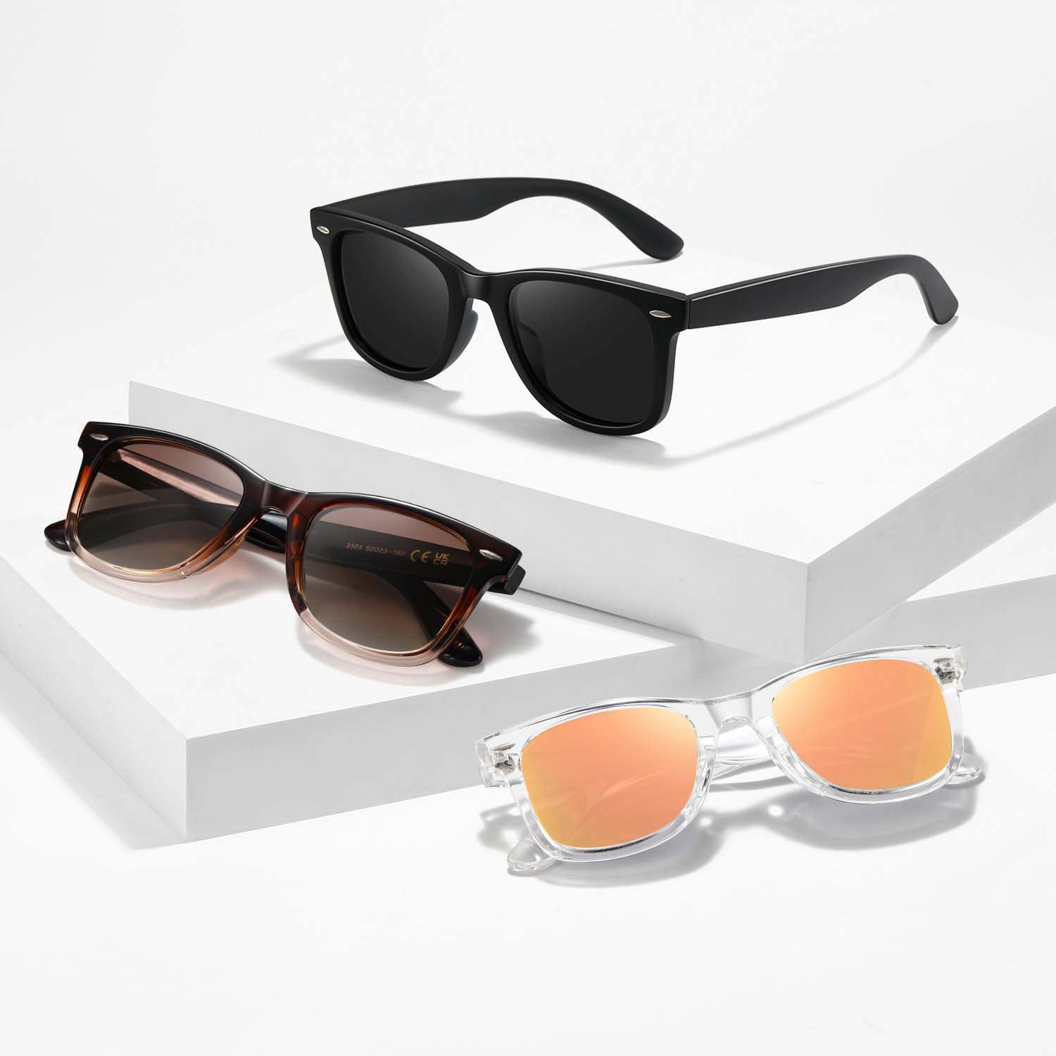 Masdun Retro Polarized Sunglasses For Women Men Classic Mirror Lens Trendy Sun Glasses (3 Pack)