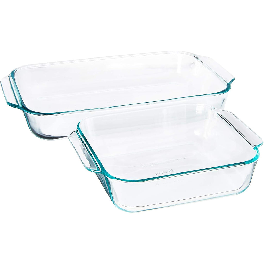 Pyrex Clear Glass Baking Dishes Set – Models 233 (3-Qt) Rectangular And 222 (2-Qt) Square – Glass Oven Bakeware – Perfect For Brownies, Caseroles, And So Much More - Made In Usa