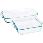 Pyrex Clear Glass Baking Dishes Set – Models 233 (3-Qt) Rectangular And 222 (2-Qt) Square – Glass Oven Bakeware – Perfect For Brownies, Caseroles, And So Much More - Made In Usa