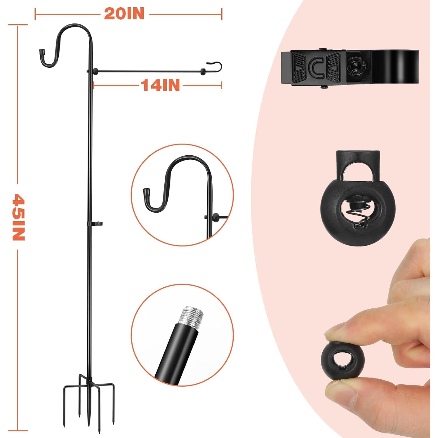 Lopanny Garden Flag Stand - Upgraded Garden Flag Pole With Shepherd Hooks For 12 X 18 Flag, 45In Yard Flag Holder Stand For Small Flags(Without Solar Lights & Flag)
