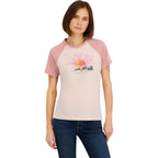 Spyder Women's Floral Adventure Graphic Short Sleeve Tee T-Shirt Peach Blush