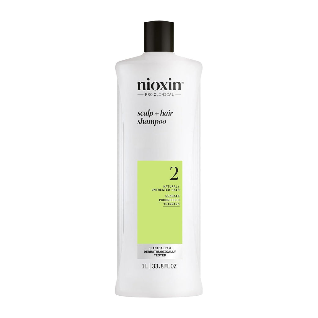 Nioxin System 2 Scalp + Hair Thickening Shampoo For Natural Hair With Progressed Thinning | Cleanse & Boost Hair Density With Niacinamide & Biotin