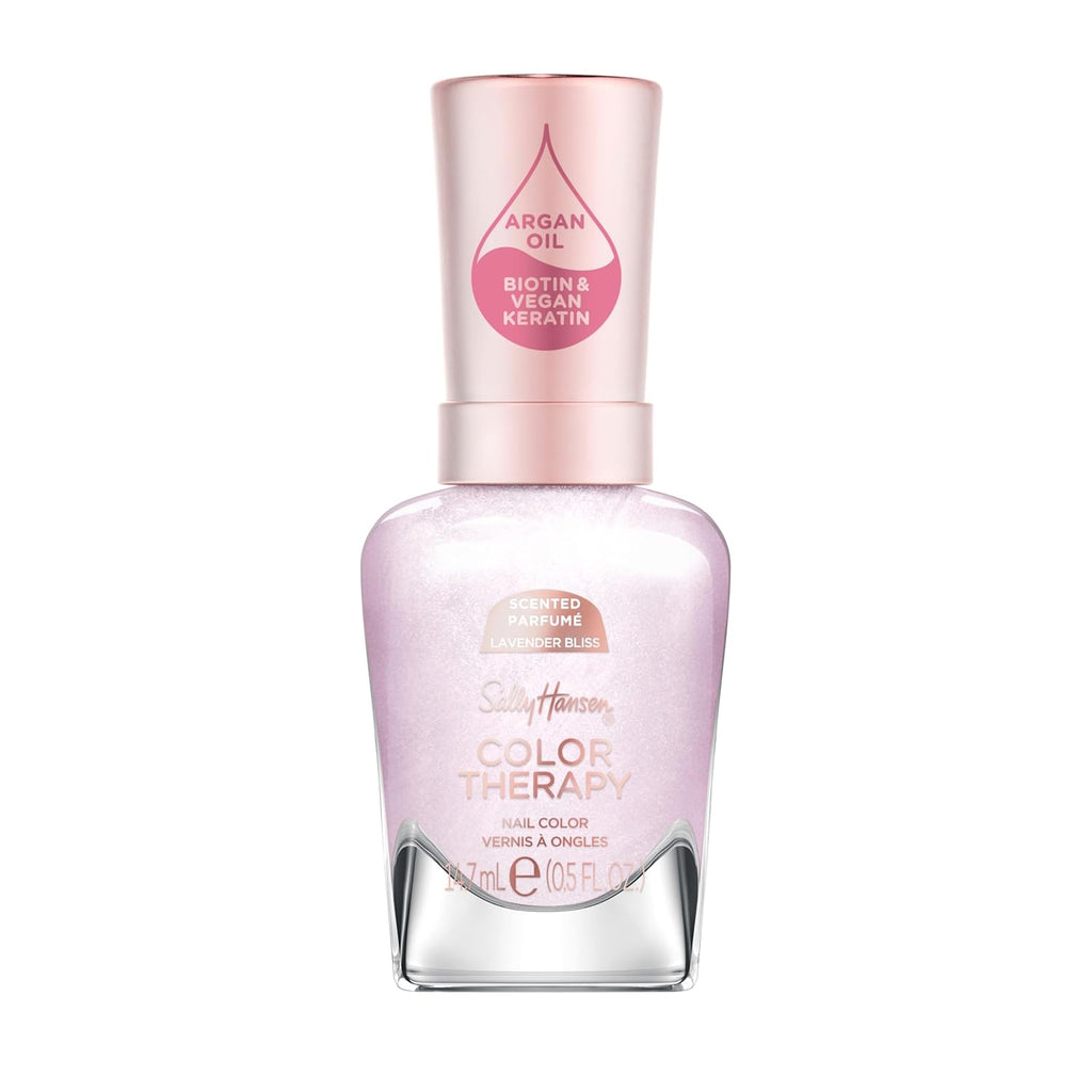 Sally Hansen Color Therapy Scented Nail Polish | Biotin, Argan Oil, Long Lasting, Healthy Nails, Nail Strengthener, Opaque | 383 Air of Calm, Lavender Bliss | Light Purple Nail Color
