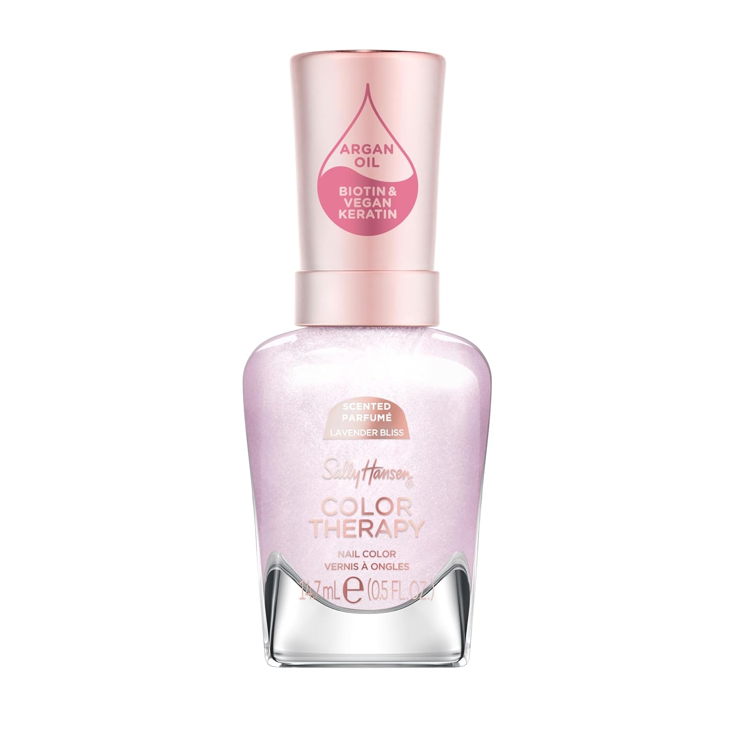 Sally Hansen Color Therapy Scented Nail Polish | Biotin, Argan Oil, Long Lasting, Healthy Nails, Nail Strengthener, Opaque | 383 Air of Calm, Lavender Bliss | Light Purple Nail Color