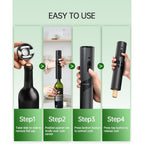 Circle Joy Electric Wine Opener Rechargeable, 7-In-1 Automatic Wine Bottle Opener Gift Set With Electric Vacuum Pump, Foil Cutter, Aerator Pourer, 2 Stoppers & Charging Base, Black