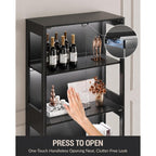 Display Cabinet With Glass Doors, 4-Tier Curio Cabinet With Adjustable Shelves, Glass Display Case For Collectibles, 60000 Color Led Lights With App & Remote Control, Metal Base Storage Cabinet, Black