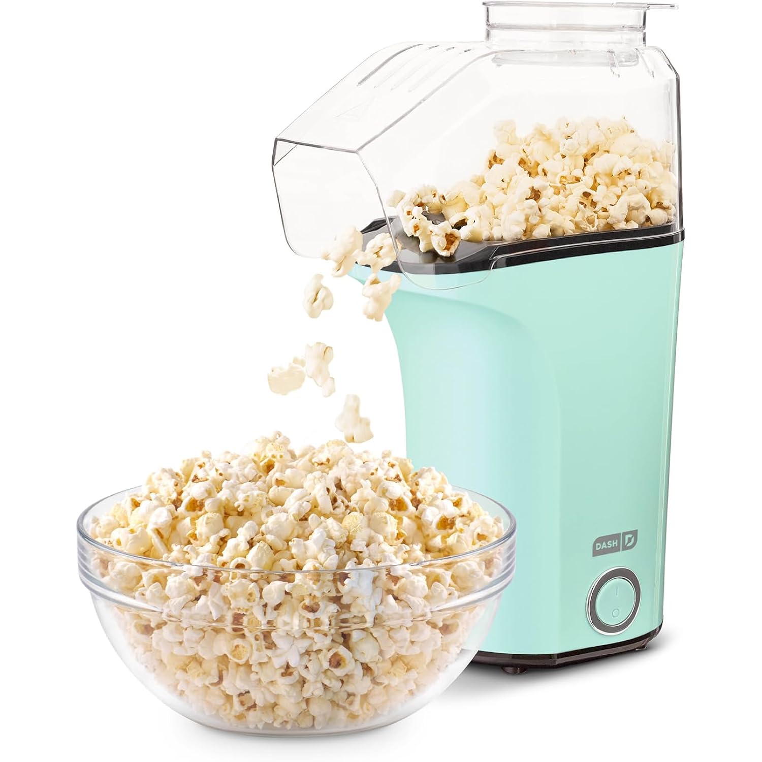 Dash Fresh Pop Popcorn Maker - Oil-Free, Air Popcorn Popper - With Measuring Cup & Recipe Guide - Perfect For Movie Nights - 16 Cups, Aqua