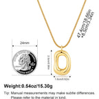 Gold Tone Irregular Oval Pendant Necklace for Women, Minimalist Chunky Snake Chain Necklace, Dainty 14K Gold Plated Statement Long Necklace