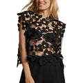 Women'S Hollow Out Floral Lace Vest Sleeveless Crewneck Cover Up Summer Going Out Tops