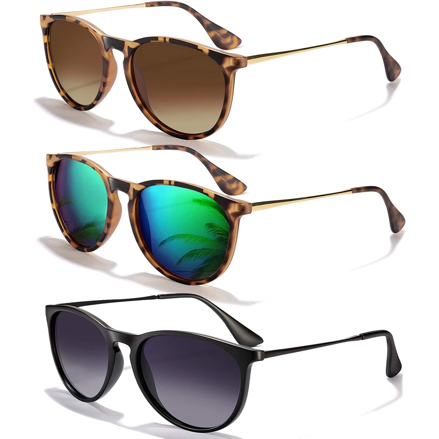 CHBP Sunglasses Womens Men Polarized UV Protection Trendy Vintage Retro Round Mirrored Lens Sunglasses For Women