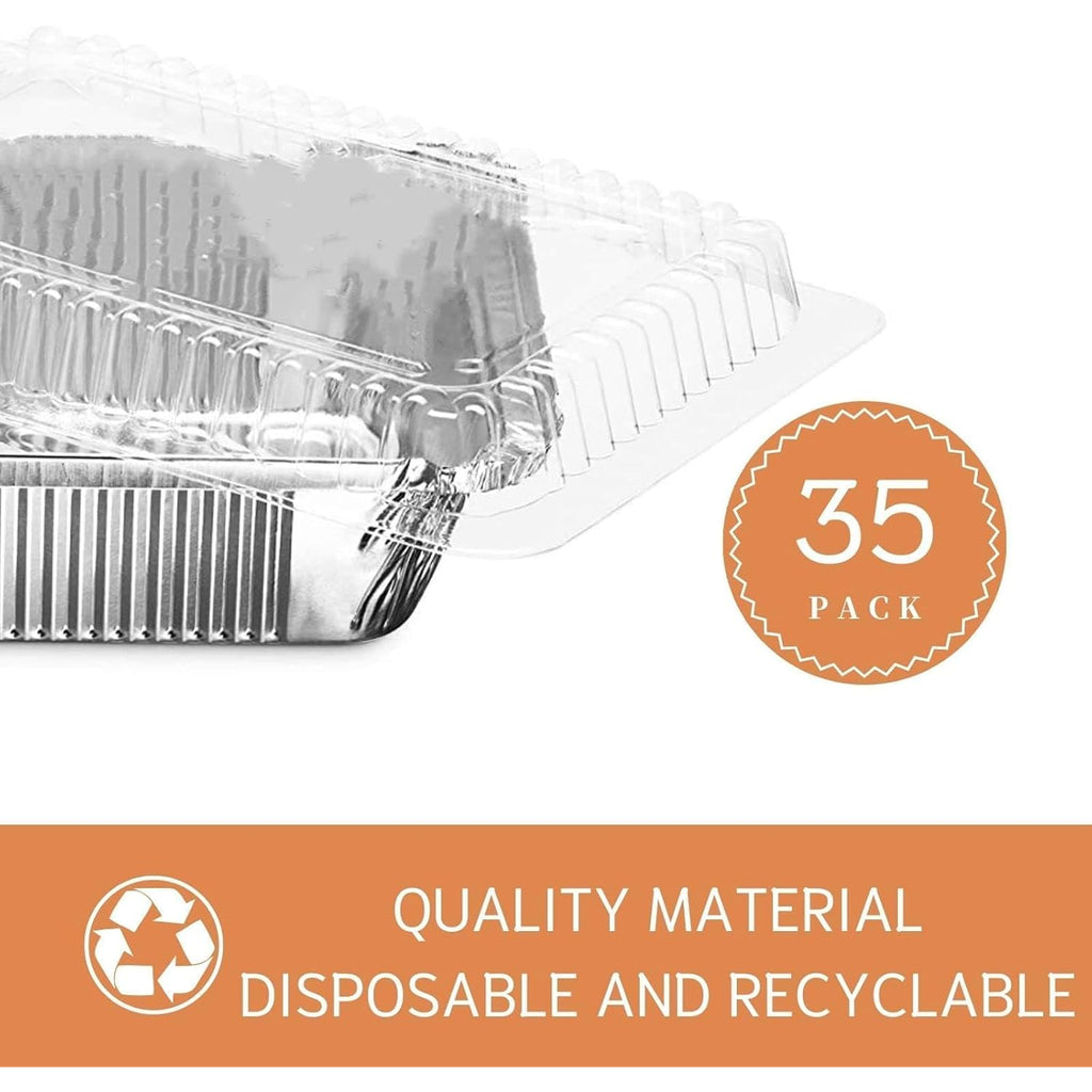 Findful (35 Pack) 8x8 Aluminum Pans with Clear Plastic Lids - Square Baking Cake Pans - Foil Pans with Lids - Disposable Food Containers Great for Cooking, Heating, Storing, Prepping Food