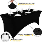 Smiry 2 Pack Spandex Table Cloth 6FT, Elastic Fitted Stretch Tablecloths, Washable and Wrinkle Free Rectangular Patio Table Cover for Outdoor, Wedding, Banquet & Parties (Black, 72Lx30Wx30H Inch)