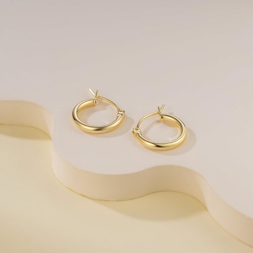 14K Gold Hoop Earrings, Huggie Hoop Earrings for Women, Hypoallergenic Lightweight Small Hoop Earring for Womens 14mm/16mm/18mm