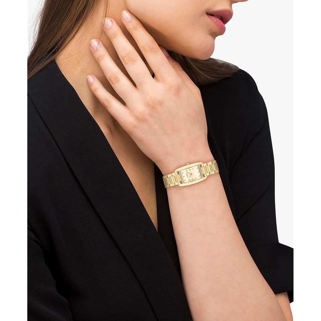 Coach Women'S Reese 2H Quartz Watch, Petite Rectangle Case, Stainless Steel Link Bracelet With Crystal Accents, Timeless Minimalism For Every Day - Gift For Her