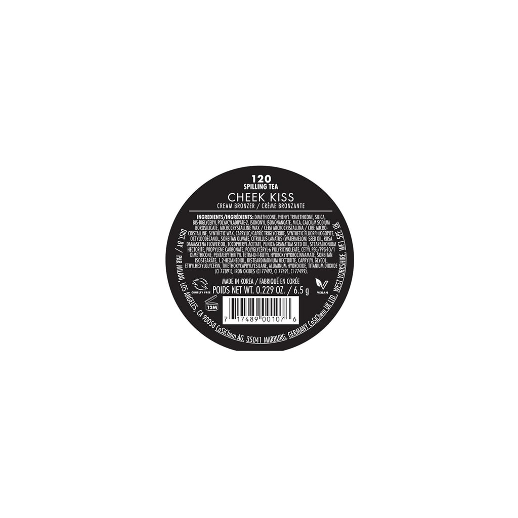 Milani Cheek Kiss Cream Bronzer, 120 - Spilling Tea, Vegan & Cruelty-Free, Made in Korea, Lightweight Glow, Soft Matte Finish