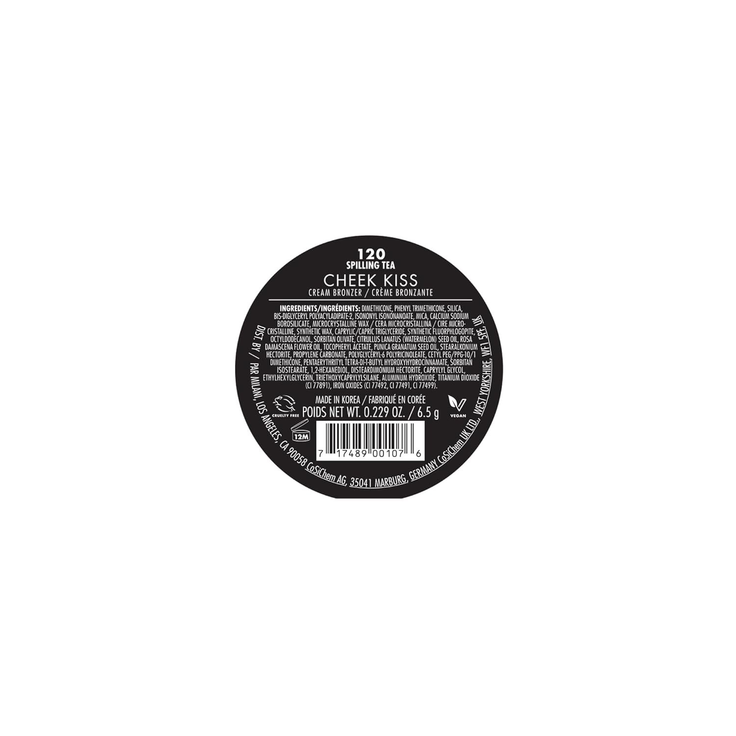 Milani Cheek Kiss Cream Bronzer, 120 - Spilling Tea, Vegan & Cruelty-Free, Made in Korea, Lightweight Glow, Soft Matte Finish