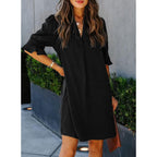 Wkior Shift Dress For Women V Neck Short Sleeves Solid Color Casual Flowy Summer Dresses(S-2Xl)