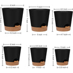 Ynnico Indoor Self Watering Planters With Drainage Holes And Saucers, 8, 7, 6.5, 6, 5.5, 5 Inches, Black, 6 Pots