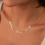 Ajiangwu Mothers Day Necklace Gifts for Mom,18K Gold Plated Name Necklace Personalized,Multiple Custom Name Necklace kids Names Customized Choker Necklace for Women
