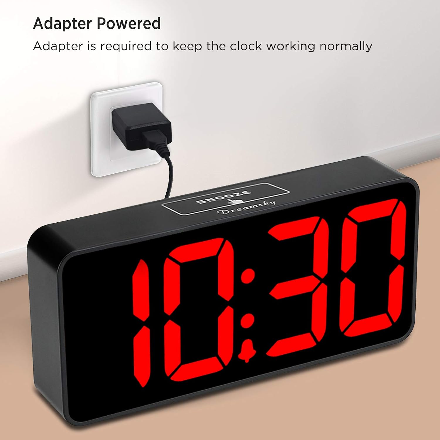 Dreamsky Large Digital Alarm Clock Big Numbers For Seniors & Visually Impaired, 9 Inches Electric Clocks For Bedroom, Jumbo Display Fully Dimmable Brightness, Usb Ports, Adjustable Alarm Volume