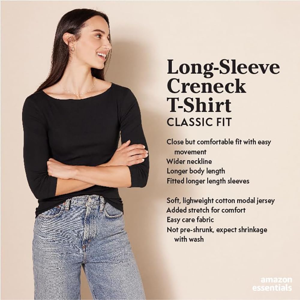 Women's Regular-Fit Long-Sleeve Crewneck T-Shirt (Available in Plus Size)