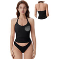 Suuksess Halter Tank Top For Women With Built In Bra Cotton Ribbed V Neck Cami