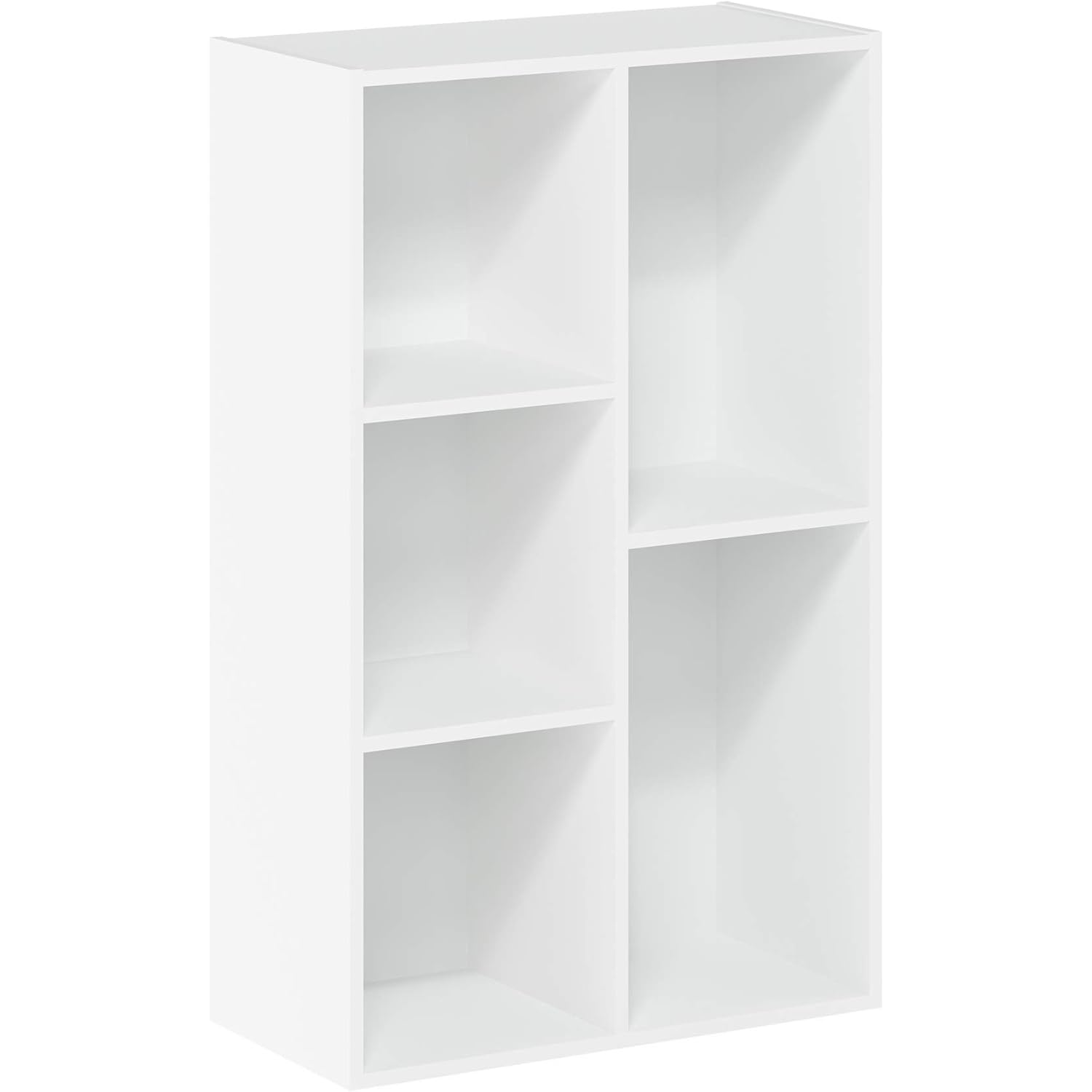 Furinno LUDER Book Shelf, 5-Cube Bookshelf, Reversible Bookcase, 9.4 x 19.5 x 31.5, Easy Assembly, for Living Room, Bedroom, Home Office, White