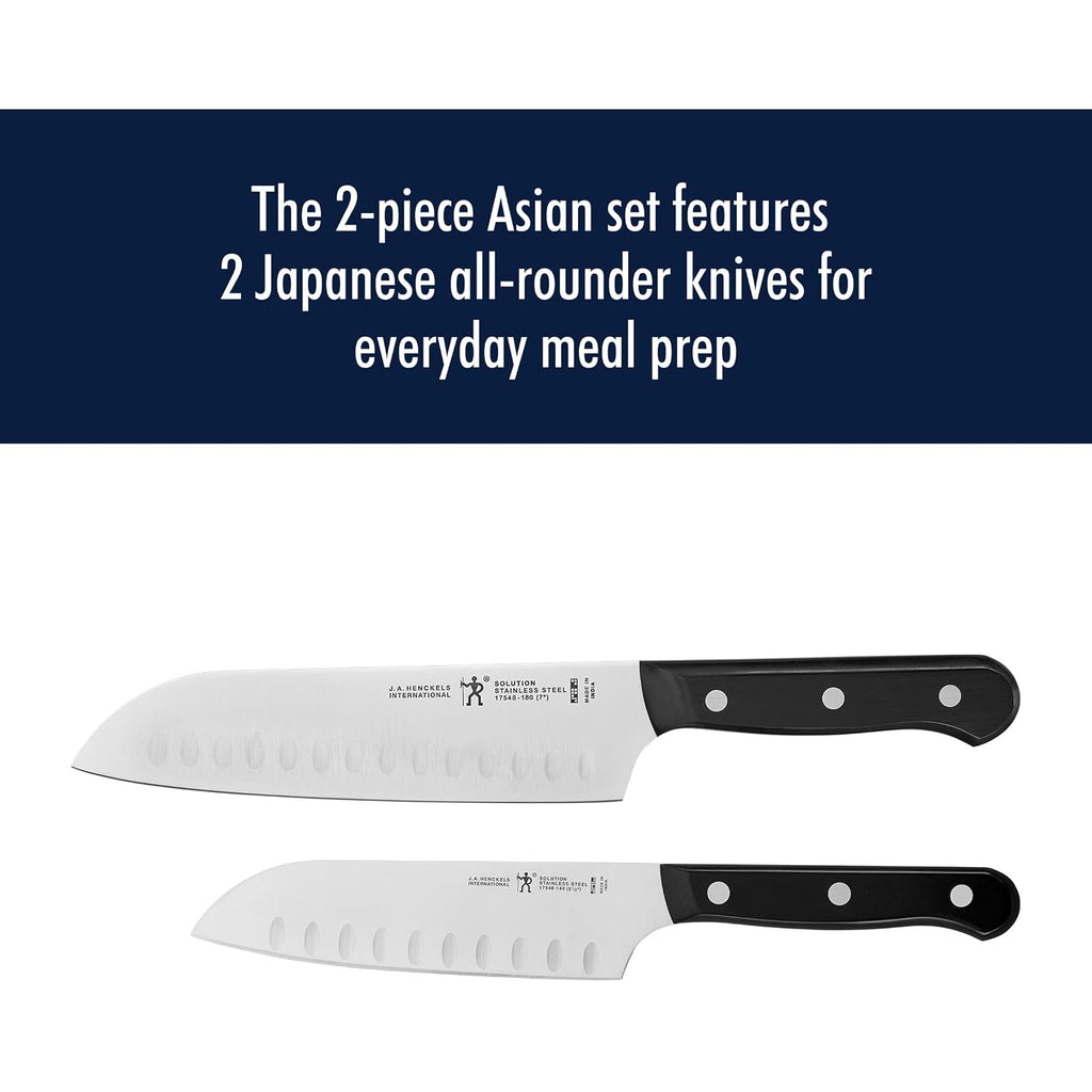 Henckels Solution 2-Pc Santoku Knife Set, Razor-Sharp, German Engineered | Informed By 100+ Years Of Mastery. Dishwasher Safe, Ideal For Everyday Cooking. Comes With 5" & 7" Santoku Knife Blade