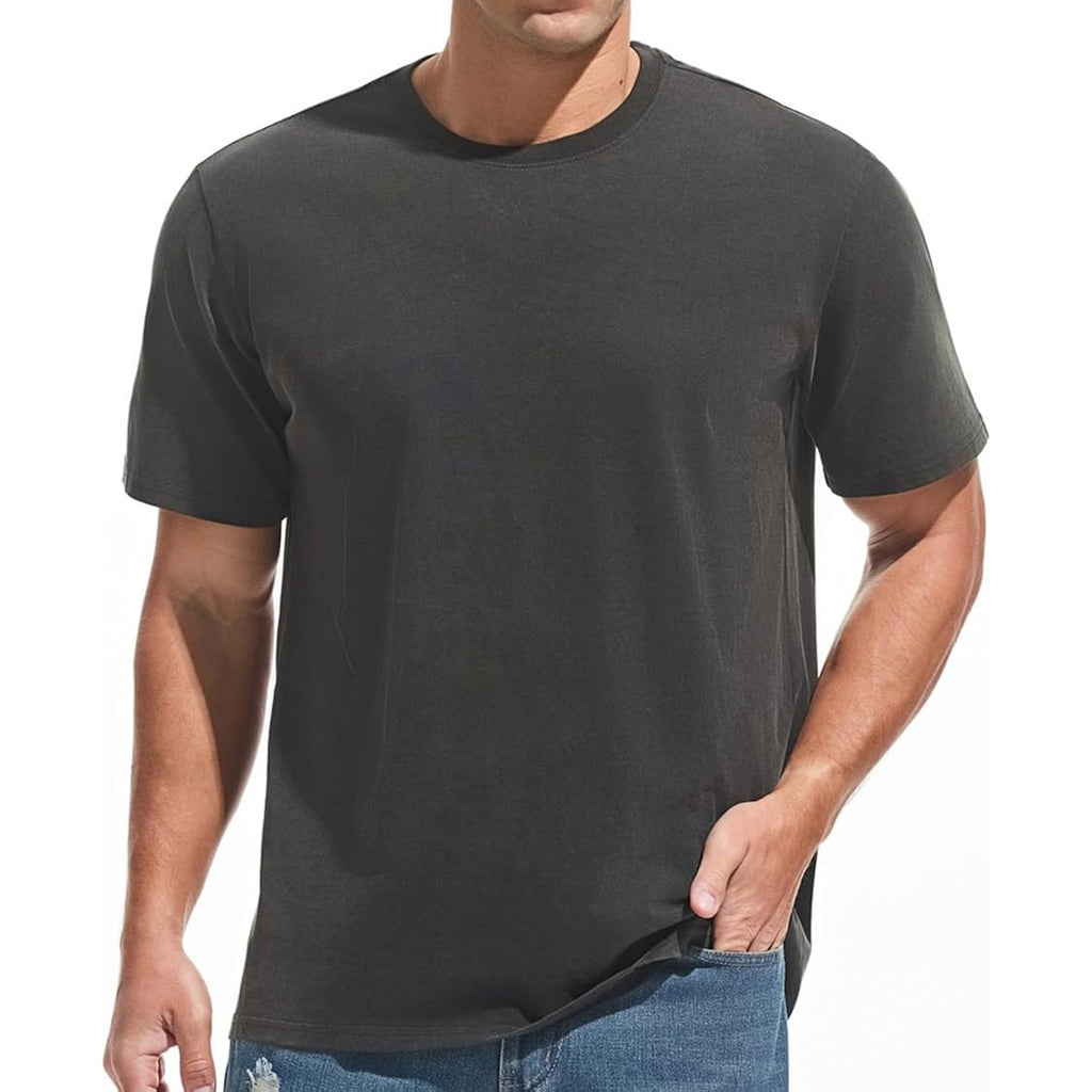 Veiisar Men'S Heavy Weight Crew Neck 100% Cotton T-Shirt - 250G/M² Thick Distressed Washed T-Shirts For Men
