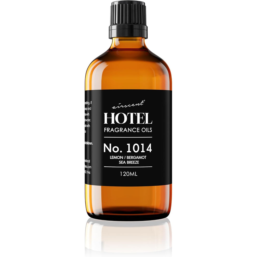 Airscent Hotel Diffuser Oil No. 1014 - Iconic 5-Star Hotel Blend - 120 Ml | Lemon Bergamot Sea Breeze - Coastal Blend - Fragrance Oil For Ultrasonic And Waterless Diffusers And Crafting