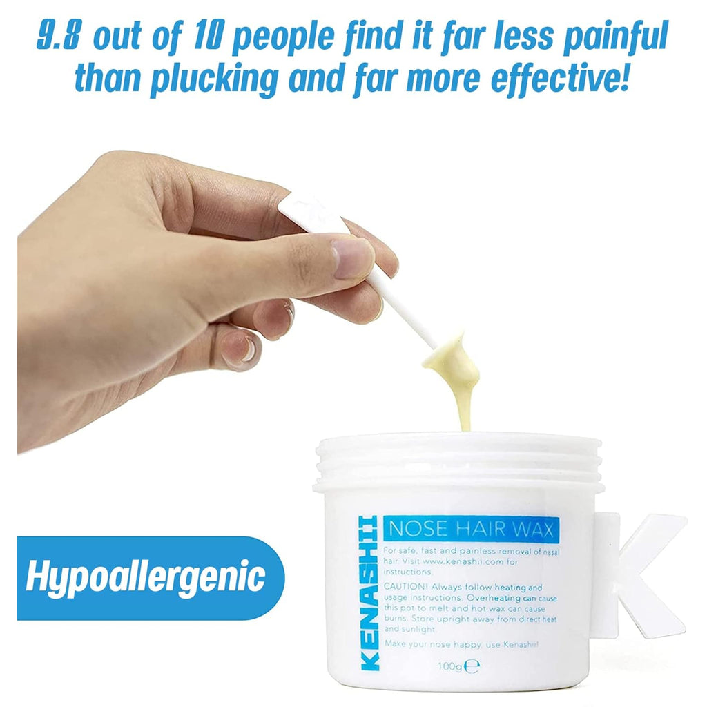 Nose Waxing Wax from Kenashii, 100g / 3.5 oz of Hypoallergenic Wax for Nasal Hair Removal, Specially Formulated to Never Get Brittle or Snap Off in Your Nose, Wipes and Applicators Sold Separately