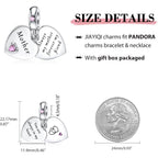 JIAYIQI Mother Sister Daughter Wife Charms Fit Charms Bracelet Necklace with Double Heart Love Charms 925 Sterling Silver Beads for Women Jewelry