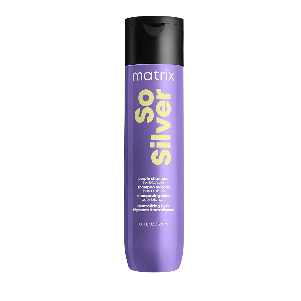 Matrix So Silver Purple Shampoo - Neutralizes Yellow Tones, Color Depositing, Brightening & Toning, For Color Treated, Blonde, Grey, White And Platinum Hair, Vegan