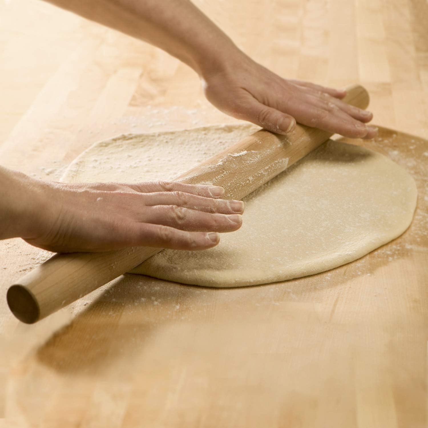 French Rolling Pin (17 Inches) –Woodenroll Pin For Fondant, Pie Crust, Cookie, Pastry, Dough –Tapered Design & Smooth Construction - Essential Kitchen Utensil